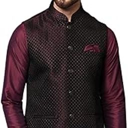 Men's Nehru Jacket Ethnic Festive Traditional Waistcoat Navy Blue Cotton, Regular Fit-picture-28