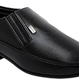 Faux Leather Black Formal Slip On Shoes for Men | Comfortable Walking | Classic Design | Slip Resistant | Breathable |-image-90