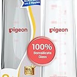 Pigeon Flexible Glass Nursing/Feeding Bottle With Added Nipple L,For 9+ Month Babies,Borosilicate Nursing/Feeding Bottle for Babies,BPA Free,BPS Free, Red,240 ml-picture-2