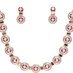 Gold Plated Necklace Jewelry Set with Earrings for Women & Girls - Traditional Design, Lightweight & Comfortable-SL-119-image-35