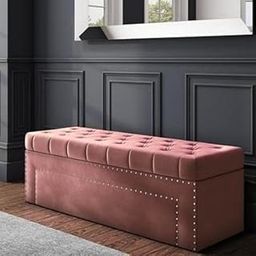 BLACK OAK Sissel Upholstered Storage Bench Sofa Settee Storage Ottoman with Storage (Pink)-image-66