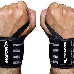 Mayor Secure Cotton Wrist Supporter for Gym Wrist Band for Men&Women with Thumb Loop Straps Wrist Wrap Gym Accessories for Men Hand Grip (Grey/Black)-image-89