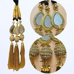PRAAJKA Golden Dori Hande made Punjabi Paranda/Traditional Parandi for Women & Girls/Braid Tassles/Hair Extension/Choti/Ethnic Hair Accessories paranda parandi choti-image-86