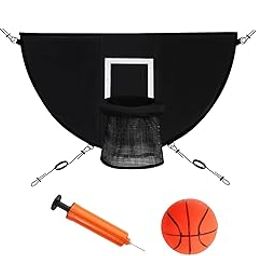 Basketball Hoop for Trampoline with Ropes Kids Backyard Basketball Goal Game-image-43