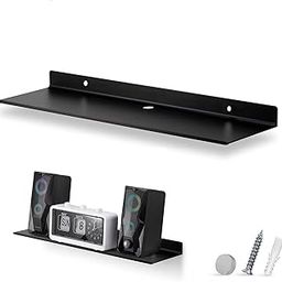 OrganizeMee Metal Large wall mounted shelves,Bluetooth speaker,Wi-Fi camera stand corner floating shelf for living room & bedroom,home decor items plant pot mounting racks[31.5cm X12.5Cm] Qty 1(Black)-image-87
