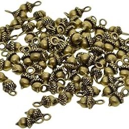 50pcs antique 3D Pineal Fruit Acorn Nut Charm DIY Jewelry Green Bronze-image-6