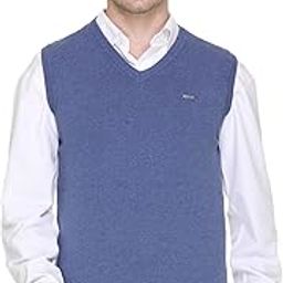 Mens V-Neck Premium Cotton Sleeveless Sweater Half-image-0