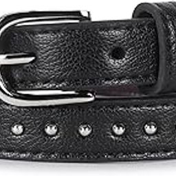 Black Vegan Leather Women's Studded Belt-image-0