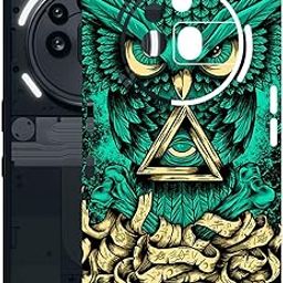 AtOdds Mobile Skin Sticker Wrap | Compatible for Nothing Phone 3A PRO (5G) | Scratchproof Matte Finish | Full Coverage for All Sides & Camera Protection (Green Owl)-image-88