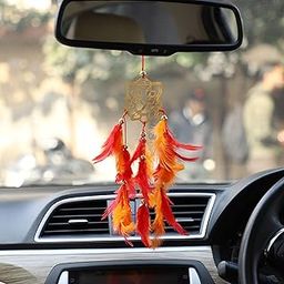 Good Aura Store Dream Catcher for Car Hanging - Hanging Items for Car Decoration for Positive Vibes - Car Decorative Accessories Pack of 1, 5LX45Hcm, Red & Orange-image-43