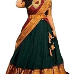 Women's Indian Traditional Unstitched Kanjivaram Kanchipuram Silk Pure Zari Weaving Lehenga Choli Along With Dupatta With Unstitch Blouse-picture-8