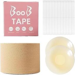 Boob Tape with 6 Nipple Pasties Multipurpose Nipple Tap for Women Push Up & Lifting Body Tape Chest Support Tape for Large Breasts, Invisible Gaffer Tape Lift Tape Nude -Skin Color-image-104