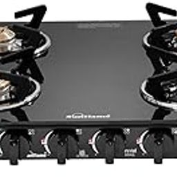 Sunflame Crystal Nova 4 Burner Gas Stove | Dual Drip Trays | 1 Jumbo, 1 Medium and 2 Small Brass Burners | 2 Years Product Coverage by Sunflame | Manual Ignition | Toughened Glass Top-image-58