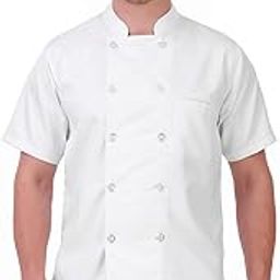 Kodenipr Club Mens Womens White Chef Coat, Half Sleeves, Poly/Cotton, Plain Size (Large(40))-picture-28