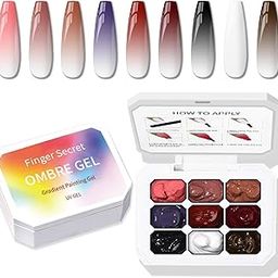 Beauty Empire Nail Gel, 9 Colors Ombre Nails Gradient Gel Blush Blooming Aura Drawing Stripper Floral Painting Art, No Wipe, UV/LED Curing (9 Colors H)-picture-12