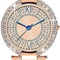 Analogue Women Girl Ladies Premium Rose Golden Diamond Studded Chain brecelet Strap Gift Watch-image-40