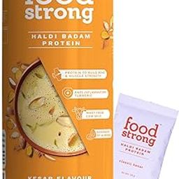 Foodstrong Whey Protein Powder (Concentrate + Isolate), 100% Hormone Free Grass-Fed Whey, 25G Protein & 6.6G BCAA, Haldi Badam, With Turmeric & Digestive Enzymes, 16 Sachets, 543G-image-37
