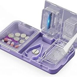 3-in-1 Medicine Organizer Box with Tablet Cutter of All Size Pills, Portable Medicine Cutter for Tablets, Small Medicine & Tablet Storage Box with Case & Cleaning Brush-16