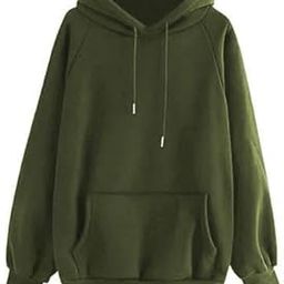 Solid Plain Stylish Cotton Fleece Full Sleeves Relaxed Fit Attractive Comfortable Winter Office, Outdoor Wear with Kangaroo Pocket Casual Hoodie for Women-image-76