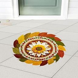 Design Decor Diwali Self Adhesive Vinyl Floor Rangoli Stickers (Multicolour, 18 x 18 Inch) Mandala for Floor - Home Decoration-18