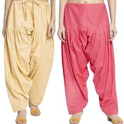 ABRAV Woman's/Girl's Plain Cotton Semi Patiala Salwar Combo of 2 Patiala Free Size-image-99