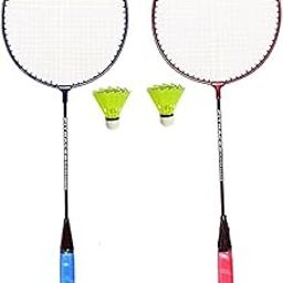 Badminton Racket (Set of 2) and 2 Shuttlecocks, Material, Lightweight Racquets. Suitable for Kids and Adults.-14