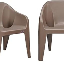 Nilkamal Mid Back Plastic Chair with Arm EEZYGO|3 Years Warranty|Chair for Living Room, Bed Room, Kitchen, Office Room, Outdoor| 100% PolyPropylene Stackable Chair | (Rattan Dark Beige, Set of 2)-6