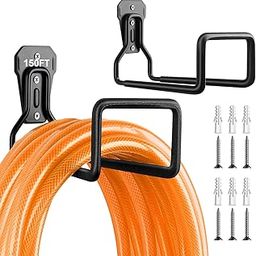UPCERA 2PCS Metal Garden Hose Holder Wall Mount Heavy Duty Water Hose Hook Hanger Metal Tube Stand with 6 screw, 6 drywall anchors for Outside Garden Yard Garage (2Pack - Black)-image-91