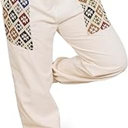 One Size Eco-Friendly Bohemian Harem Pants for Women's Cotton Hippie Boho Baggy Style Yoga Pajama Jogger Pant with Pockets | Fits Waist Size 28 to 38 Inches-image-75