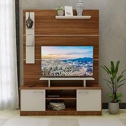 BRIT Engineered Wood TV Entertainment Unit Teak - Brown|TV Unit for Living Room | TV Cabinet with 2 Door & Open Shelf Storage| | 1 Year Warranty|-image-49