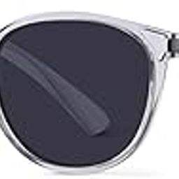 | Full Rim Round Branded Latest and Stylish Sunglasses | Polarized and 100% UV Protected | Men & Women | Medium | Lens: Black, Frame: Grey Transparent-4