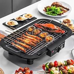 PAPITA 2000W Electric Smokeless Portable Adjustable Temperature Control Indoor And Outdoor Barbeque Grill Removable Water Filled Drip Tray (Dk+Bbq), Black-image-20