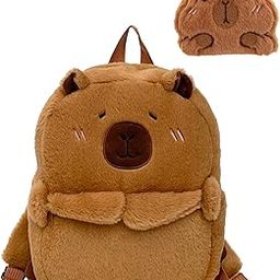 Capybara Backpack, Kawaii Capybara Bag with Pin, Plush School Bag for Students, Fashionable Daily Use, Travel Companion, Gift for Capybara Lover, 28 * 24 * 11cm-image-9