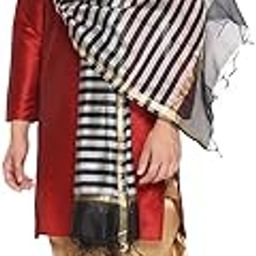 Men's Black & Silver Striped Dupatta.-47