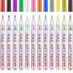 ILIKA Nail Art Pen Set, 12 Colours, 0.7mm Fine Tip, Professional Nail Design Markers-14