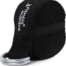 Fitness Mantra® 8.5 Feet Premium Cotton Yoga Belt for Women and Men |Adjustable D-Ring Strap for Stretching, Yoga, Pilates, Physical Therapy & Fitness |Durable & Anti-Slip Quality| Black|-22