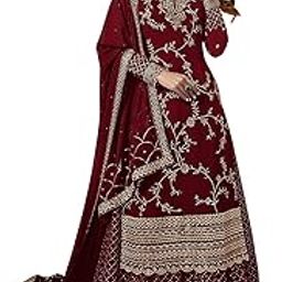 Women's Faux Georgette Semi-Stitched Top With Stitched Bottom and Dupatta Embroidered Straight Kurta Dress Material (Kurta Palazzo Set)-picture-29
