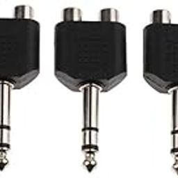 SAZ DEKOR® 5pcs 1/4" 6.35mm/6.5mm Stereo Male To Dual RCA Female Adapter Male to 2 Female Audio Adapter Splitter for Sound Equipment (Double Channel)-image-59