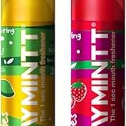 Spraymintt Mouth Freshener | 175+ sprays of instant long lasting with Zero Calories Freshness | Aamburst flavour + Brezeberry flavour | 15g - Combo of 2-10