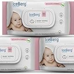 ICEBERG Natural Care Sensitive Baby Wipes, Unscented, Hypoallergenic, 99% Purified Water 80 Wipes in 1 pack (3)-image-95
