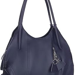 Women's PU Leather Large Capacity Shoulder Hobo Handbag with Top Handle & Multi-Pockets (Navy Blue_CR-001)_57-54