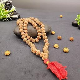 GANGTARANG 5 Mukhi Rudraksha Mala Natural 8mm 108+1 Beads | Original & Certified for Japa and Men/Women Wearing (Bead Size-8mm)-picture-2