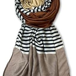 Scarf for Women Stylish Stripes Print Viscose Cotton | Hijab Scarf | Stole | Soft, Lightweight, and Latest Scarves | 72 x 34 Inches-45