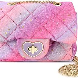 CMK Trendy Kids Kids Pretend Play Purse for Toddler Girls (Pink/Purple Rainbow Glitter)-image-54