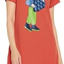 Women's Cotton Graphic Print Short Nightdress in Red-image-64