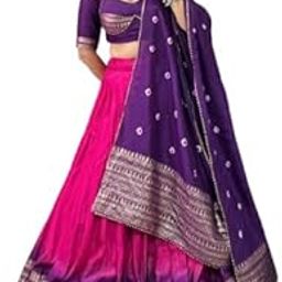 Women's Tussar Silk Lehenga Choli Patola Print with Foil Work With Blouse Solid-image-99