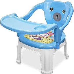 Tony Stark Plastic Chu-Chu squeak sound Feeding Chair with Removable Tray || Soft Cushion Seat & High Backrest with Teddy Bear Design Study Table ||Strong and Portable Baby Chair for Kids, Toddlers, and Babies || 1-4 Years, Upto 30 Kgs - Blue-image-96