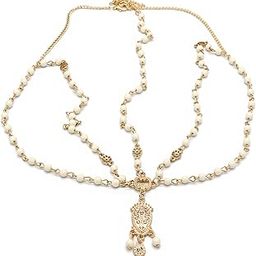 Head Chain For Women Gold Toned Multilayer Pearl Studded Charm Head Chain For Women and Girls-image-79