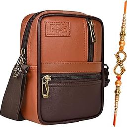Elegant Vegan Leather Sling Messenger Bag For Men | Special Rakhi Rakshabandhan Gift For Brother | Rakhi For Brother Combo Gift Set.-11