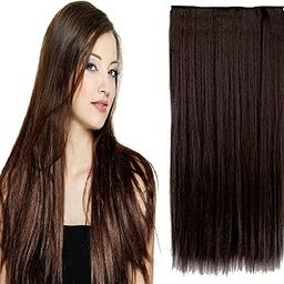 MoonEyes 5 clip-in Synthetic Straight Hair Extension 24 inch (Natural Brown, 120 gram)-image-68